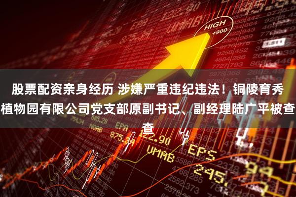 股票配资亲身经历 涉嫌严重违纪违法！铜陵育秀植物园有限公司党支部原副书记、副经理陆广平被查